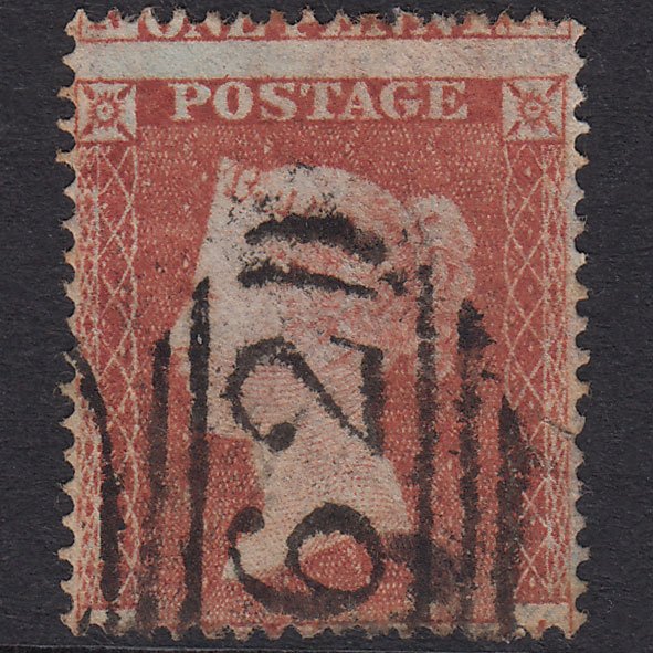 GB QV 1854 1d Red-Brown Plate R4 SG17-C1(1) OA GU Cardiff 162 Misperf