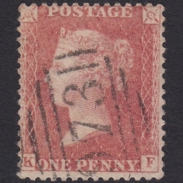 GB QV 1857 1d Pale Rose Plate 60 SG39-C10(3) KF FU Rhyl 973