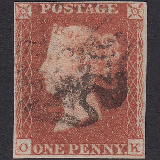 GB QV 1841 1d Red-Brown Plate 25 SG8-B1(1) Guideline OK FU 4M MX