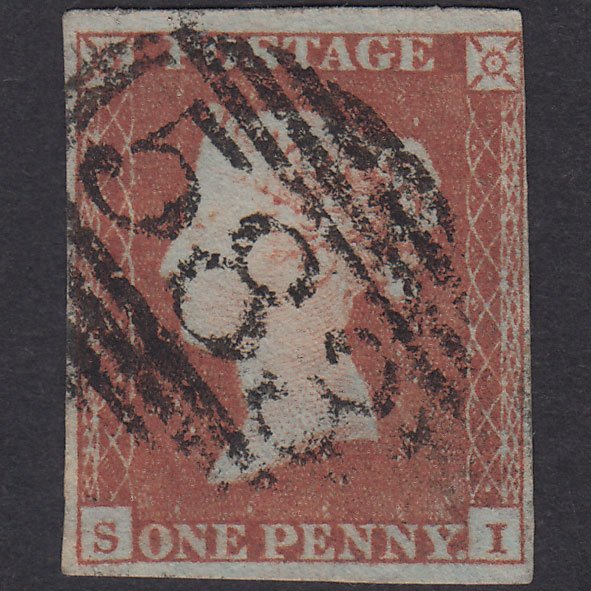 GB QV 1841 1d Red-Brown Plate 90 SG8-B1(1) SI FU 4 Margins Nottingham 583