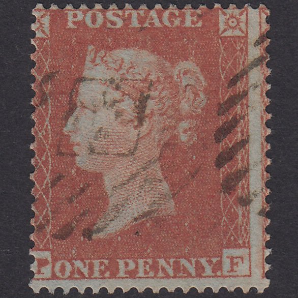 GB QV 1854 1d Red-Brown Plate 176 SG17-C1(1) PF VFU Light Cancel Misperf