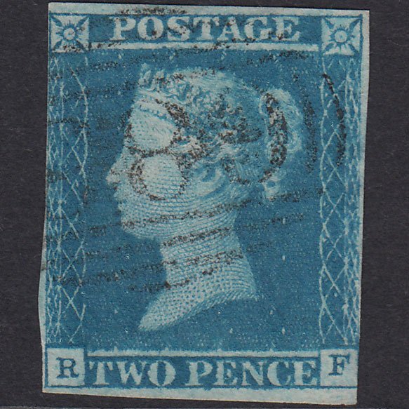 GB QV 1841 2d Pale Blue Plate 4 SG13-E1(1) RF FU Nr 4M Salisbury 683