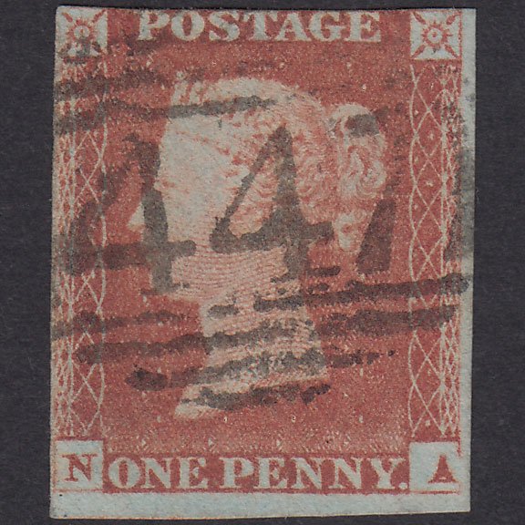 GB QV 1841 1d Red-Brown Plate 79 SG8-B1(1) Const Var NA GU Leeds 447