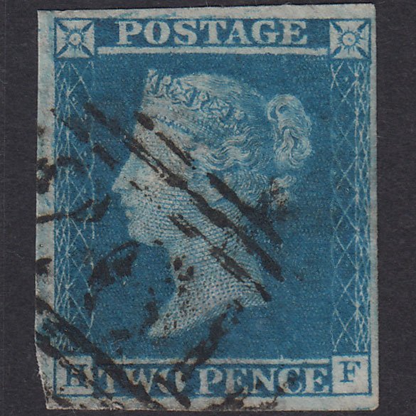 GB QV 1841 2d Blue Plate 3 SG14-E1(2) HF GU 4 Margins Driffield 261