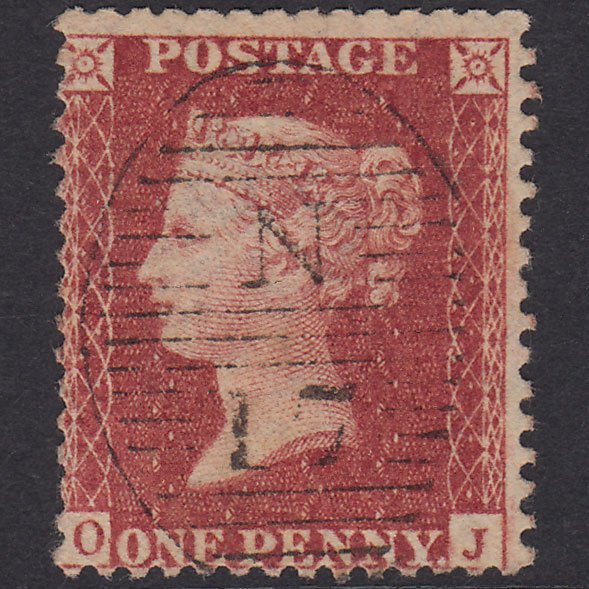 GB QV 1857 1d Rose-Red Plate 43 SG40-C10(1) OJ GU London D&S N17