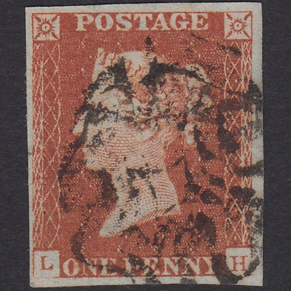 GB QV 1841 1d Red-Brown Plate 21 SG8-B1(1) LH FU 4 Margins Maltese Cross