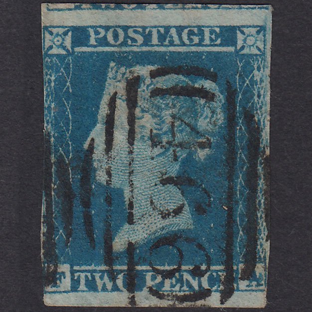 GB QV 1841 2d Blue Plate 4 SG14-E1(2) Const Var FA GU Liverpool 466