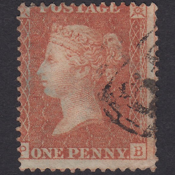 GB QV 1856 1d Orange-Brown Plate 38 SG33-C8(5) PB FU Light Cancel