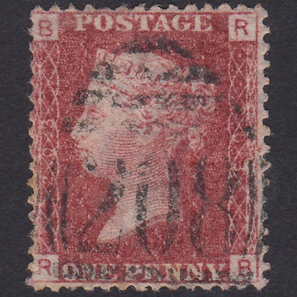 GB QV 1864 1d Lake-Red Plate 203 SG44-G1(2) RB GU Cobham 208 Well Centred