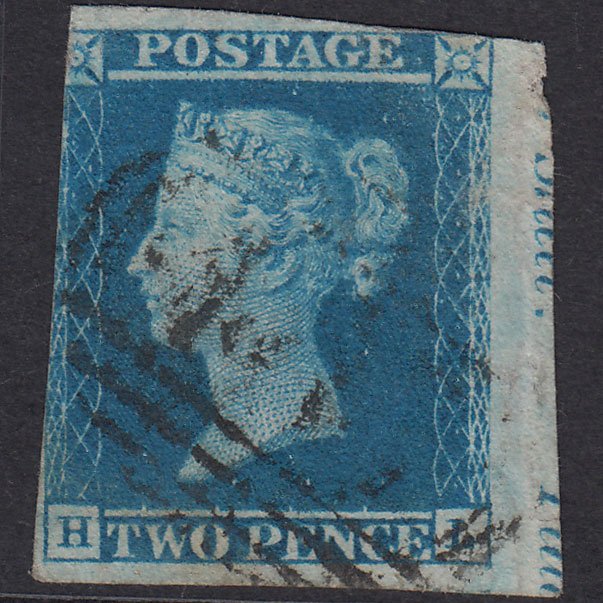 GB QV 1841 2d Blue Plate 3 SG14-E1(2) HL GU Marginal Inscription