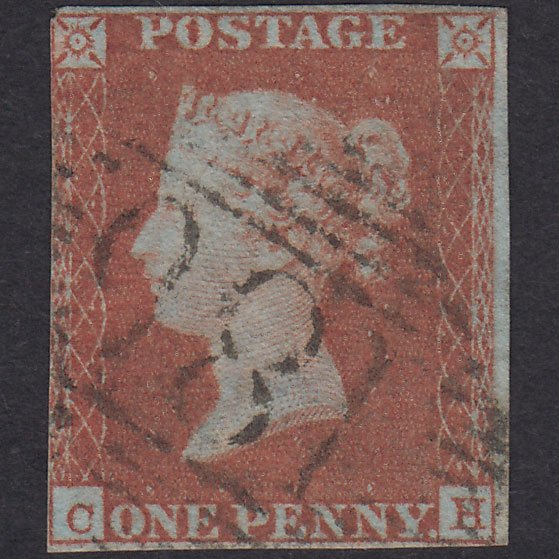 GB QV 1841 1d Red-Brown Plate 92 SG8-B1(1) CH GU Nr 4M Dublin 186
