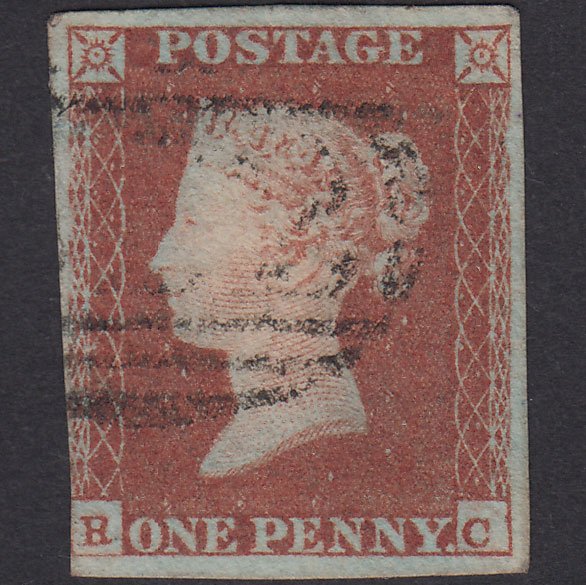 GB QV 1841 1d Red-Brown Plate 88 SG8-B1(1) RC FU 3 Margins Light Cancel