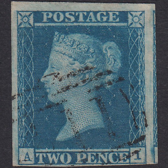 GB QV 1841 2d Blue Plate 3 SG14-E1(2) Guideline AI VFU Kendal 411