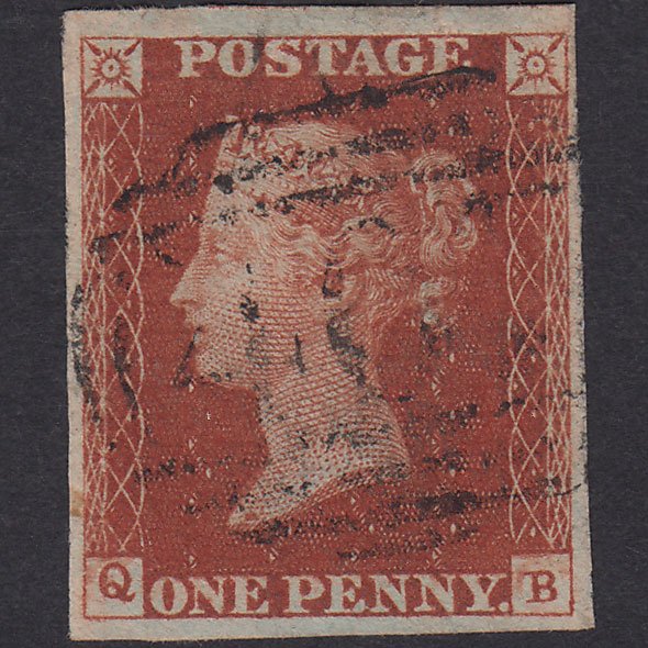 GB QV 1841 1d Deep Red-Brown Pl 43 SG10-B1(4) QB VFU 4M Isle Of Man 407