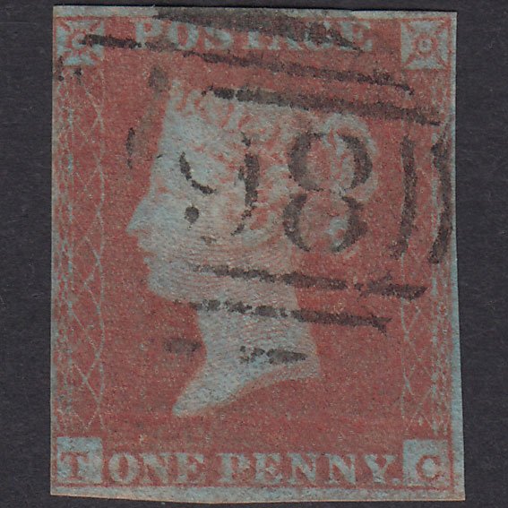 GB QV 1841 1d Very Blued Plate 112 SG8A-B1(2) TC GU Missing Imprimatur 4M