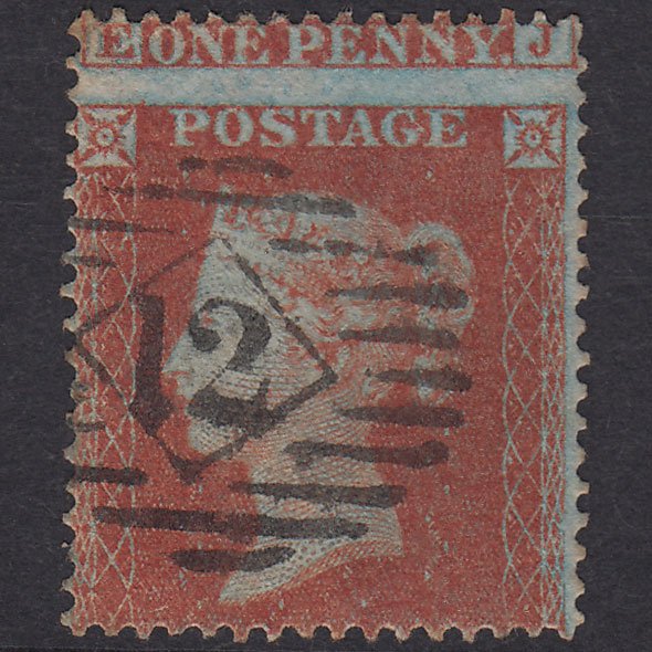 GB QV 1854 1d Red-Brown Pl 189 SG17-C1(1) FJ GU London IS 12 Huge Misperf