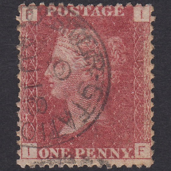 GB QV 1864 1d Lake-Red Plate 117 SG44-G1(2) IF GU Gloster Station CDS