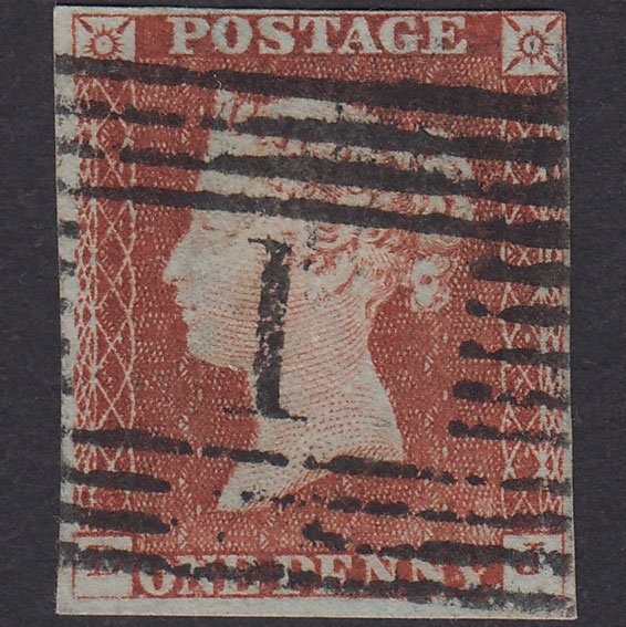 GB QV 1841 1d Plate 35 SG9-B1(3) DJ VFU 4M Aberdeen 1 Late Usage