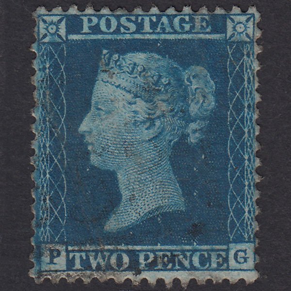 GB QV 1855 2d Blue Plate 5 SG34-F6(1) PG FU Light Cancel Well Centred