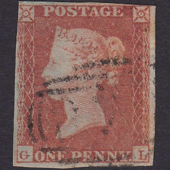 GB QV 1841 1d Red-Brown Plate 155 SG8-B2(1) GL GU Nr 4M Light Cancel