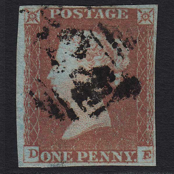 GB QV 1841 1d Red-brown (Plate 84) (SG8) 'DE' FU 4 Margins