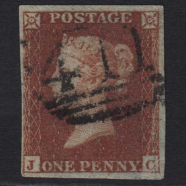 GB QV 1841 1d Red-brown (Plate 160) (SG8) 'JC' GU Kendal (411) 4 Margins