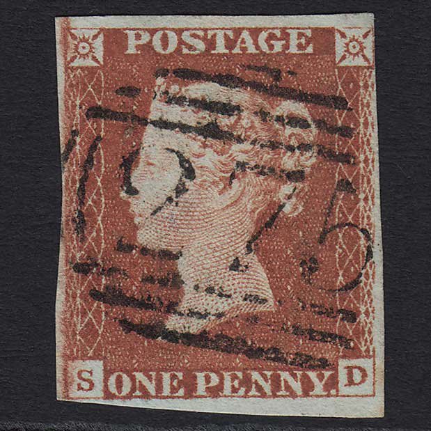 GB QV 1841 1d Red-brown (Plate 66) (SG8) 'SD' FU Ely (275) nr 4M Imperf
