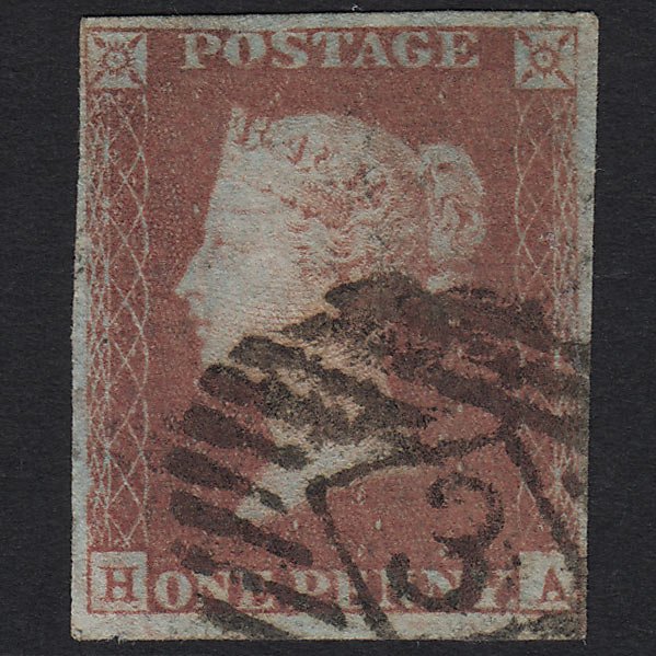 GB QV 1841 1d Red-brown (Plate 87) SG8-B1(1) HA FU London IS 3 4M Imperf