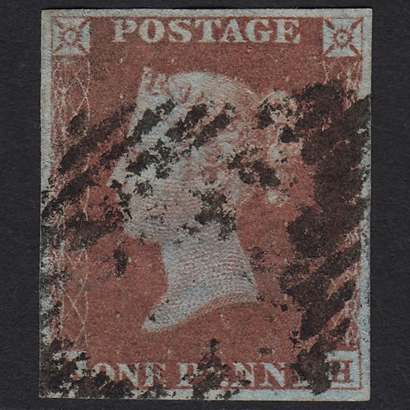 GB QV 1841 1d Red-brown (Plate 72) SG8-B1(1) KH GU in Ireland 4 Margins