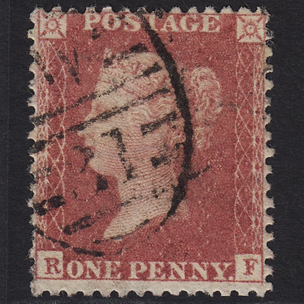 GB QV 1857 1d Rose-red (Plate 55) SG40-C10(1) RF GU in London W31
