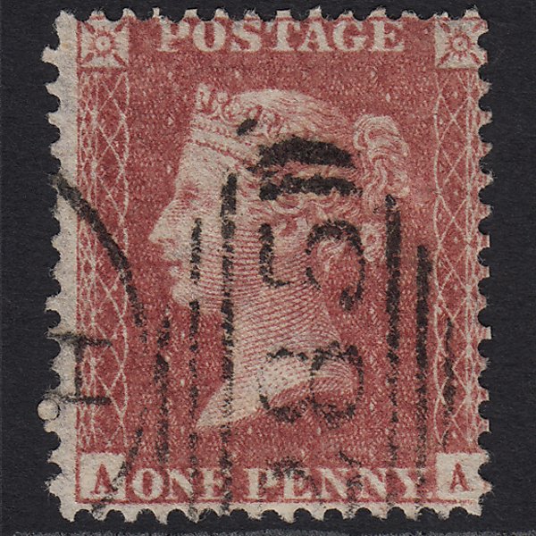 GB QV 1857 1d Rose-red SG40-C10(1) AA VFU Exeter 285 Sideways Duplex