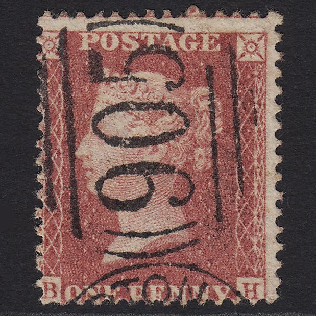GB QV 1857 1d Rose-red (Plate 62) SG40-C10(1) BH FU Wolverhampton 905