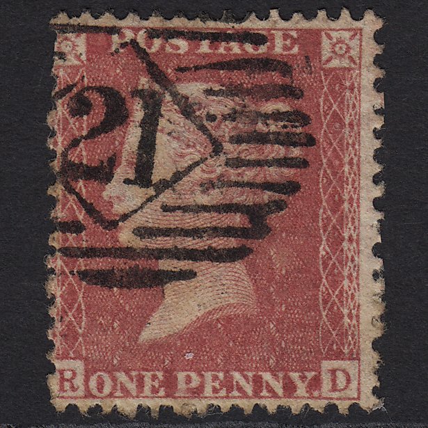 GB QV 1857 1d Rose-red (Plate 46) SG40-C10(1) RD GU London IS 21