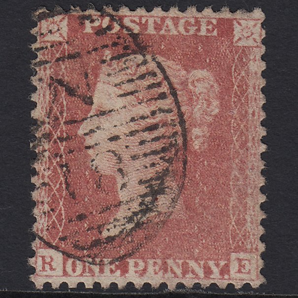 GB QV 1857 1d Pale Rose (Plate 60) SG39-C10(3) RE GU London D&S Cancel