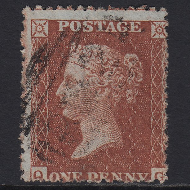 GB QV 1855 1d Red-brown (Plate 14) SGC6(1) QG VFU Light Cancel Misperf