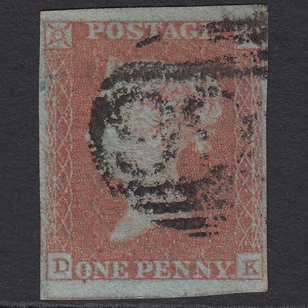 GB QV 1841 1d Very Blued (Plate 96) SG8a-B1(2) DK GU 4 Margins