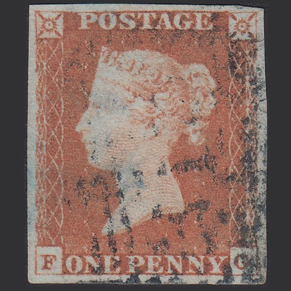 GB QV 1841 1d Orange-brown (Plate 73) SG12-B1(6) FG FU 4 Margins Scotland