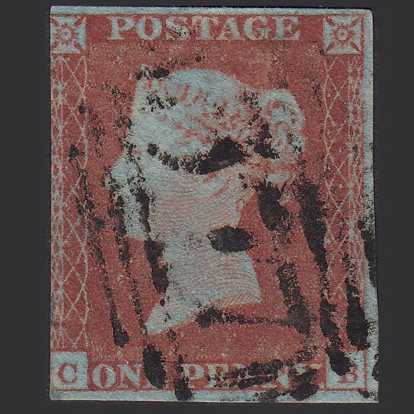 GB QV 1841 1d Very Blued (Plate 130) SG8a-B1(2) CB GU 3 Margins