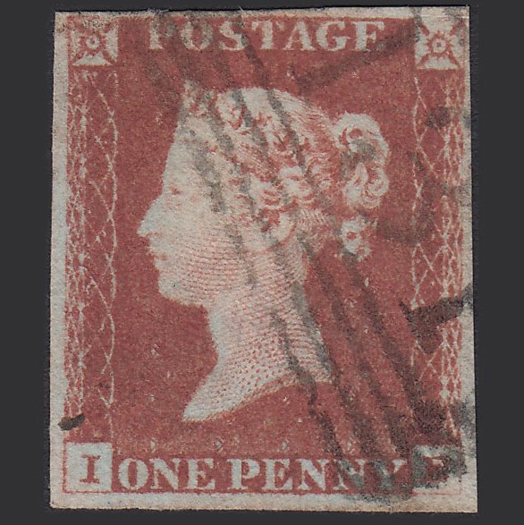 GB QV 1841 1d Red-brown (Plate 66) SG8-B1(1) IE FU 4 Margins Edinburgh 131