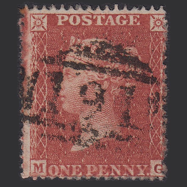 GB QV 1855 1d Red-brown (Plate 14) SG21-C4(1) MG FU Chippenham 191 Misperf