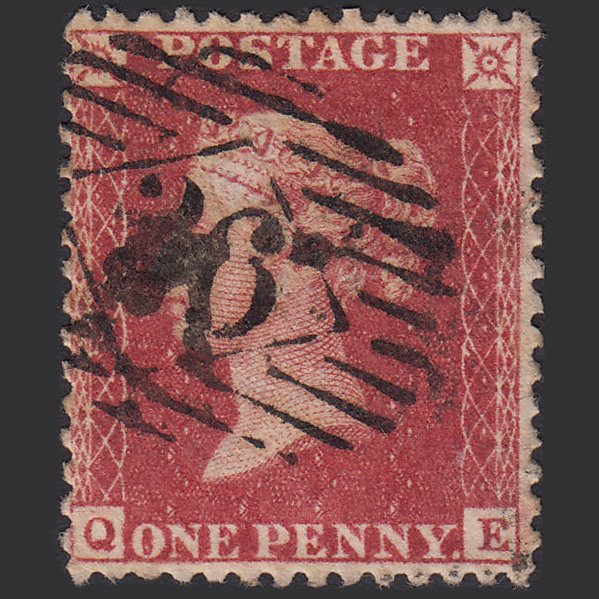 GB QV 1857 1d Rose-red (Plate 27) SG40-C10(1) QE GU London IS Cancel