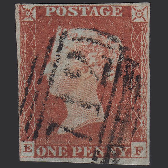 Q13_20 GB QV 1841 1d Red-brown (Plate 59) SG8 B1(1) EF GU nr 4 Margins Sidmouth 712