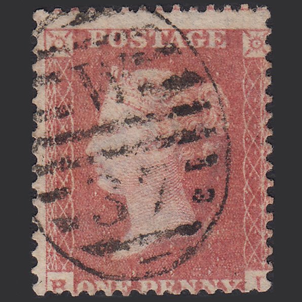 GB QV 1861 1d Pale Rose-red PL R15 SGC13(2) BI FU London D&S W37 Misperf