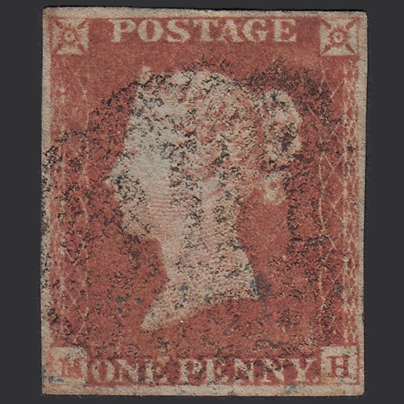 GB QV 1841 1d Red-brown (Plate 74) SG8-B1(1) MH GU 4 Margins