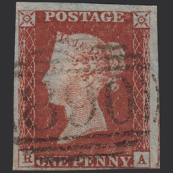 GB QV 1841 1d Red-brown (Plate 56) SG8-B1(1) RA FU 4 Margins Windsor 890