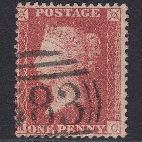 GB QV 1857 1d Rose-red (Plate 48) SG40-C10(1) MC FU Nottingham 583