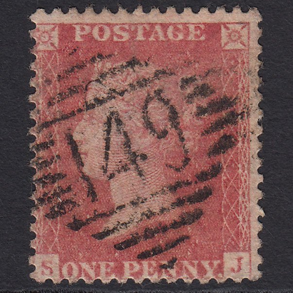 GB QV 1857 1d Pale Rose (Plate 49) SG39-C10(3) SJ FU Coleraine 149