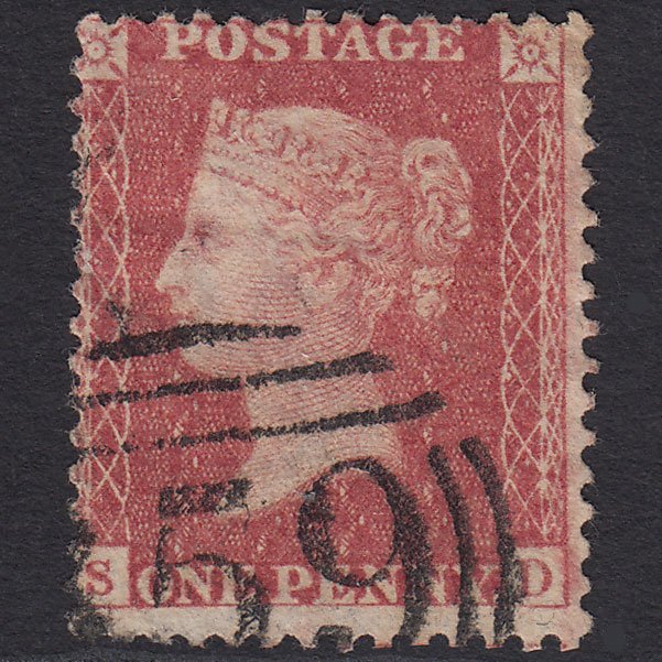GB QV 1857 1d Rose-red (Plate 34) SG40-C10(1) SD GU Misperf
