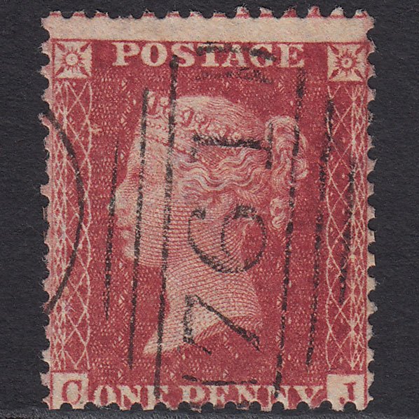 GB QV 1857 1d Rose-red (Plate 57) SG40-C10(1) CJ GU Sunderland 761 Misperf