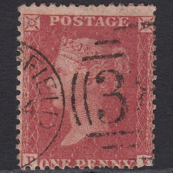 GB QV 1857 1d Rose-red (Plate 55) SG40-C10(1) PF GU Huddersfield 387